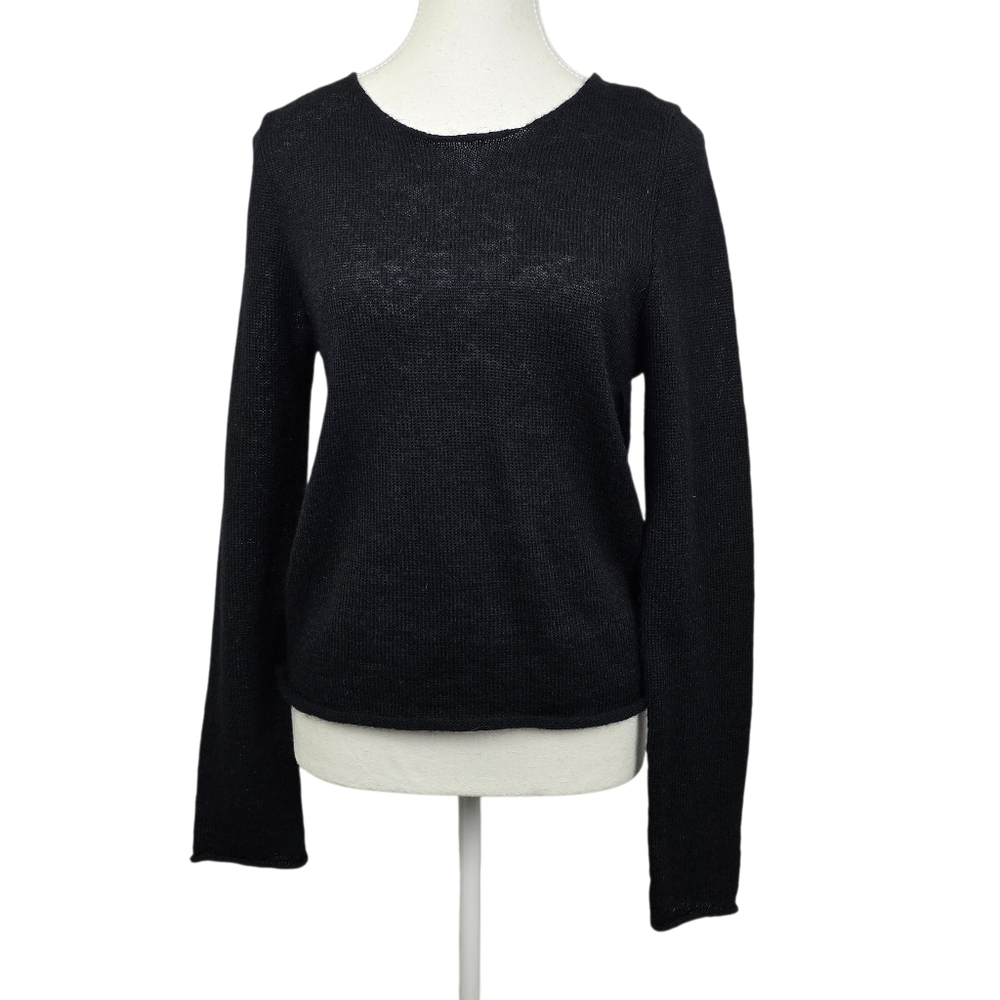 John Galt Women’s Black Mohair Wool Blend Knit Sweater Soft Fuzzy Cozy